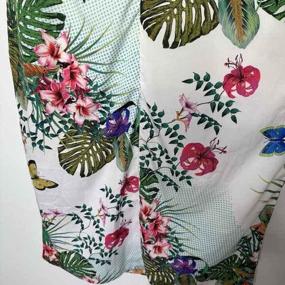 Neharsha Sleeveless Midi Dress Size M Butterfly Floral Tropical Slit Beach - Picture 5 of 13